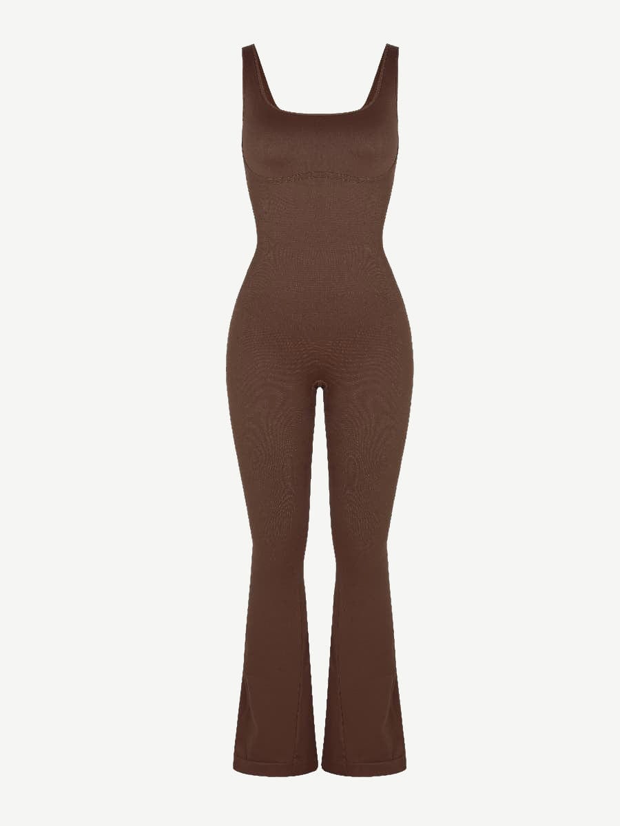 Square Neck U-Back Design Flared Jumpsuit