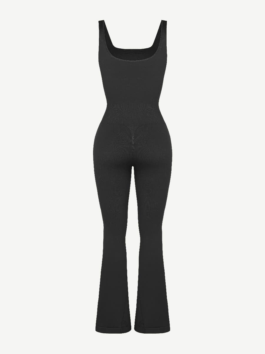 Square Neck U-Back Design Flared Jumpsuit - Auxieswear