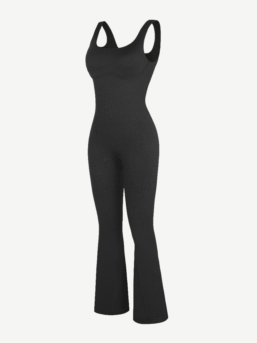 Square Neck U-Back Design Flared Jumpsuit - Auxieswear