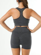 Washed Denim-Style High-Stretch Gym Shorts