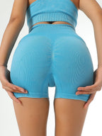 Washed Denim-Style High-Stretch Gym Shorts