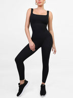 Retro Square Neck Seamless Sport Jumpsuit