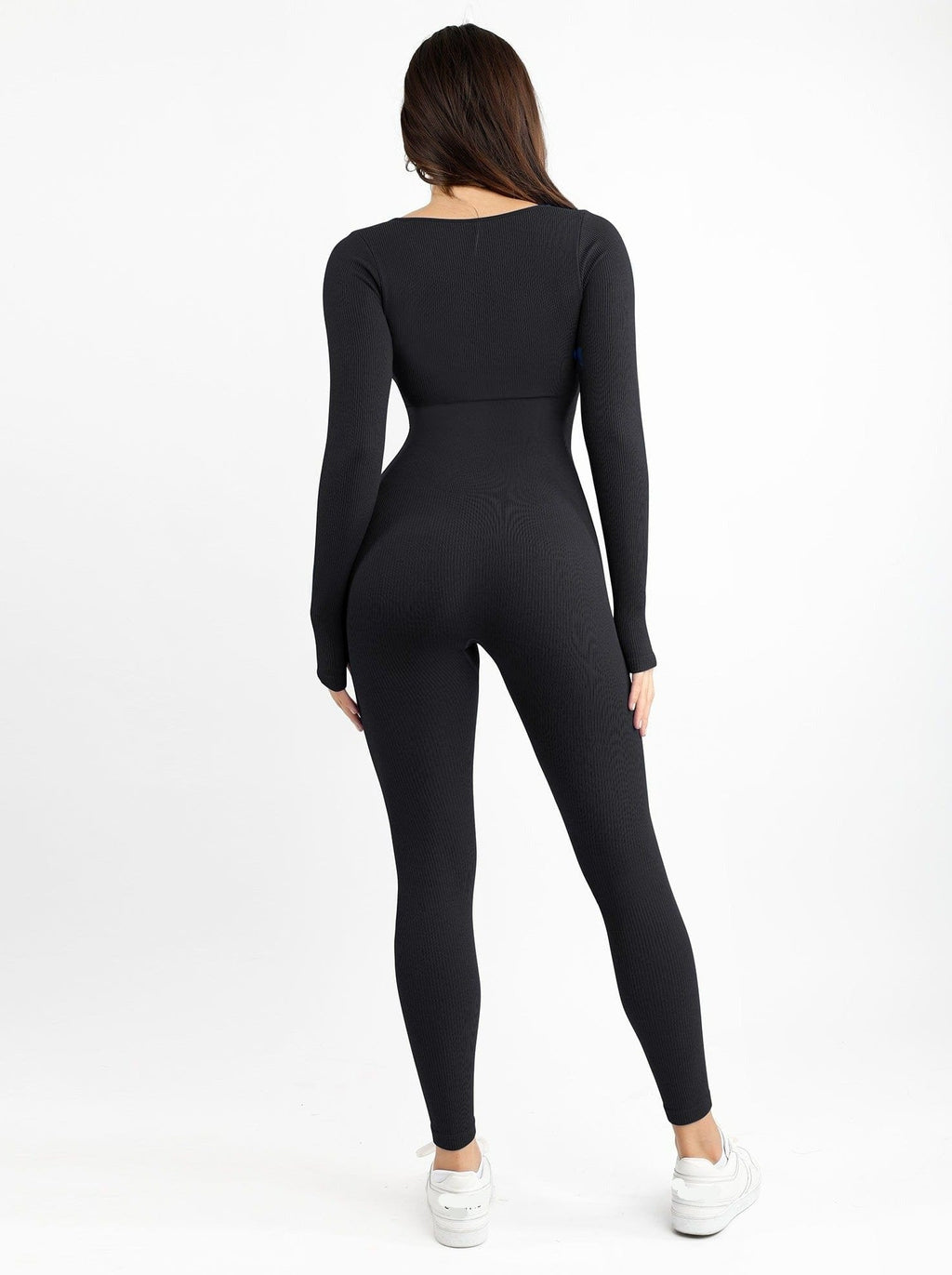 Square Neck Seamless Long Sleeve Jumpsuit - Auxieswear