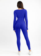 Square Neck Seamless Long Sleeve Jumpsuit