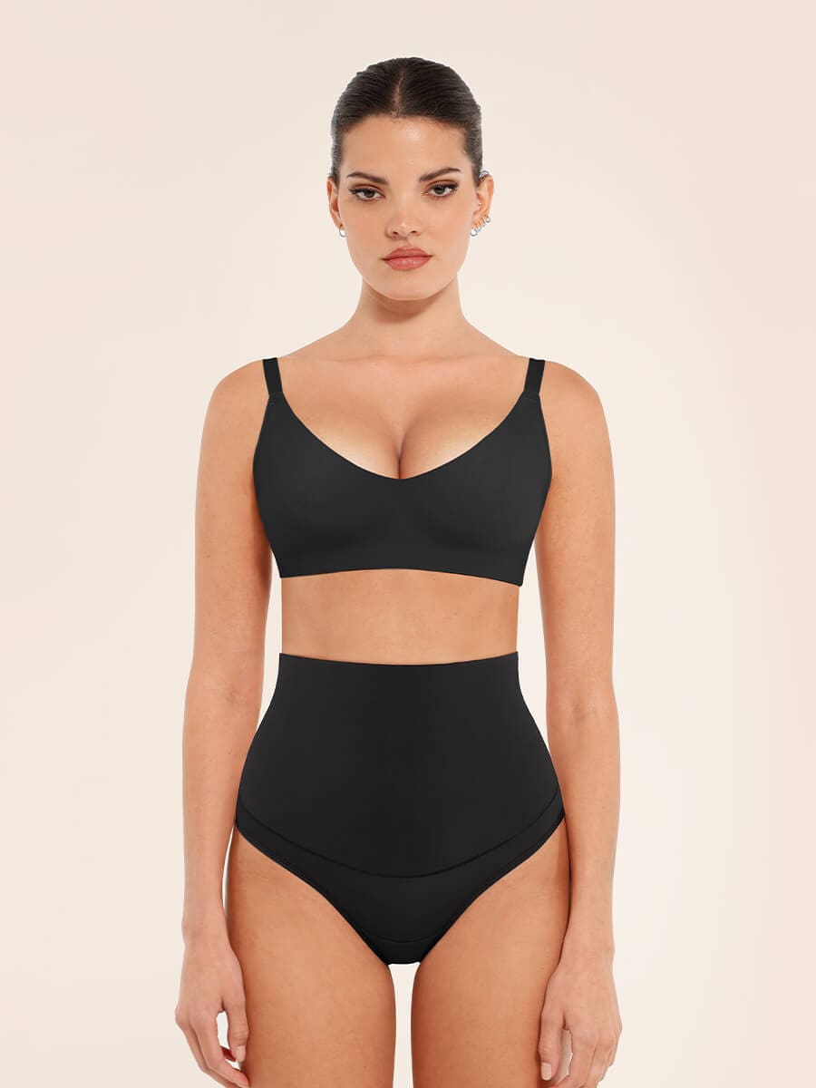 High Waist Tummy Control Thong Panties - Auxieswear