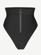 High-Waist Slimming Bikini Bottom with Waterproof Zip Line