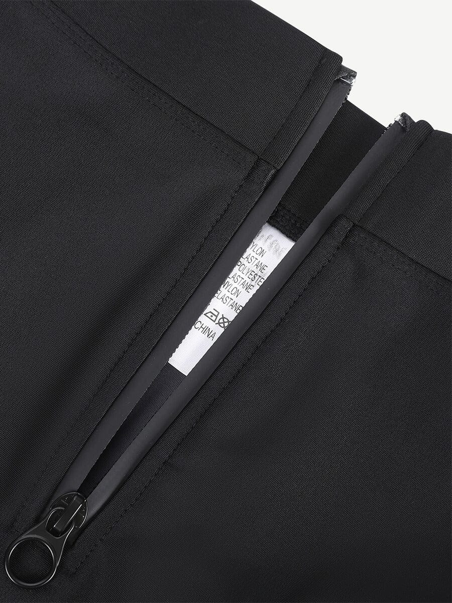 High-Waist Slimming Bikini Bottom with Waterproof Zip Line
