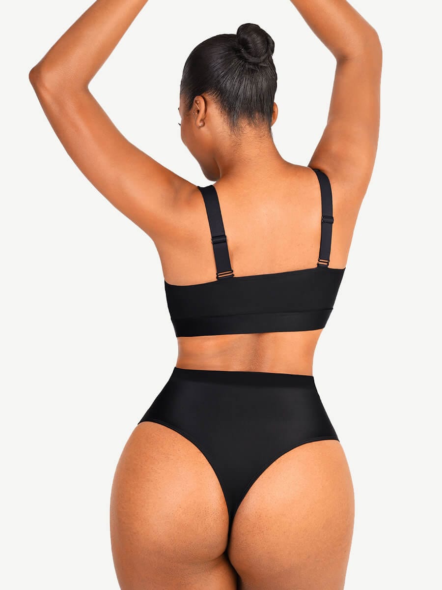 High-Waist Slimming Bikini Bottom with Waterproof Zip Line