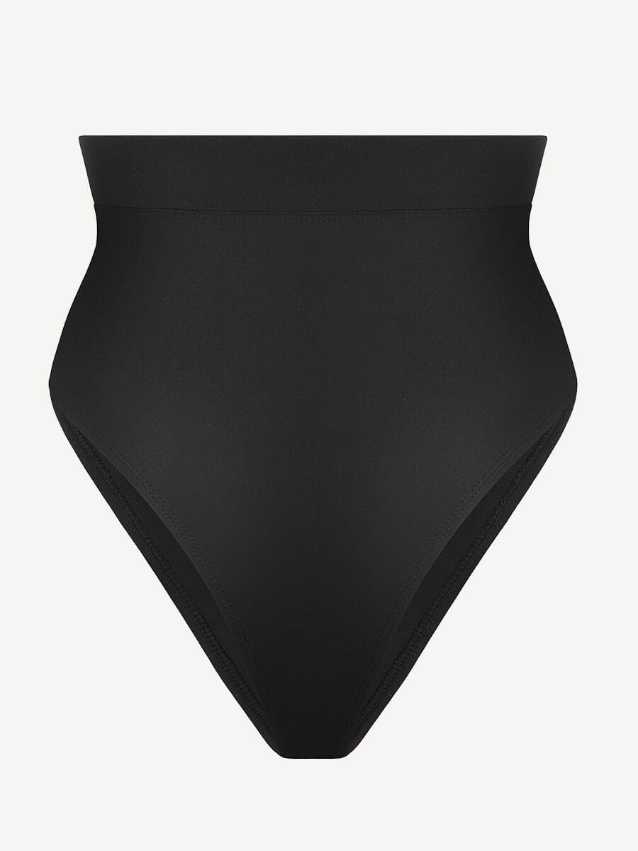 High-Waist Slimming Bikini Bottom with Waterproof Zip Line