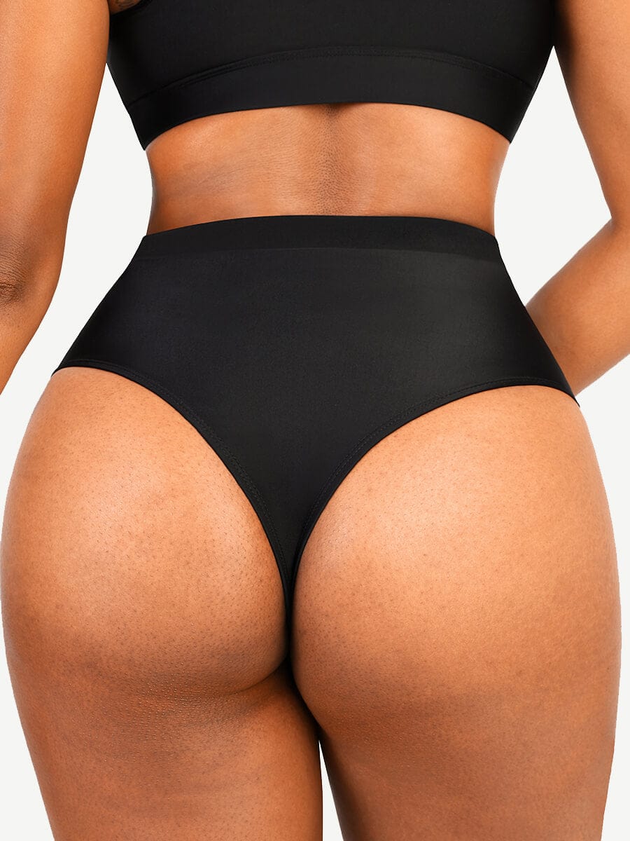 High-Waist Slimming Bikini Bottom with Waterproof Zip Line