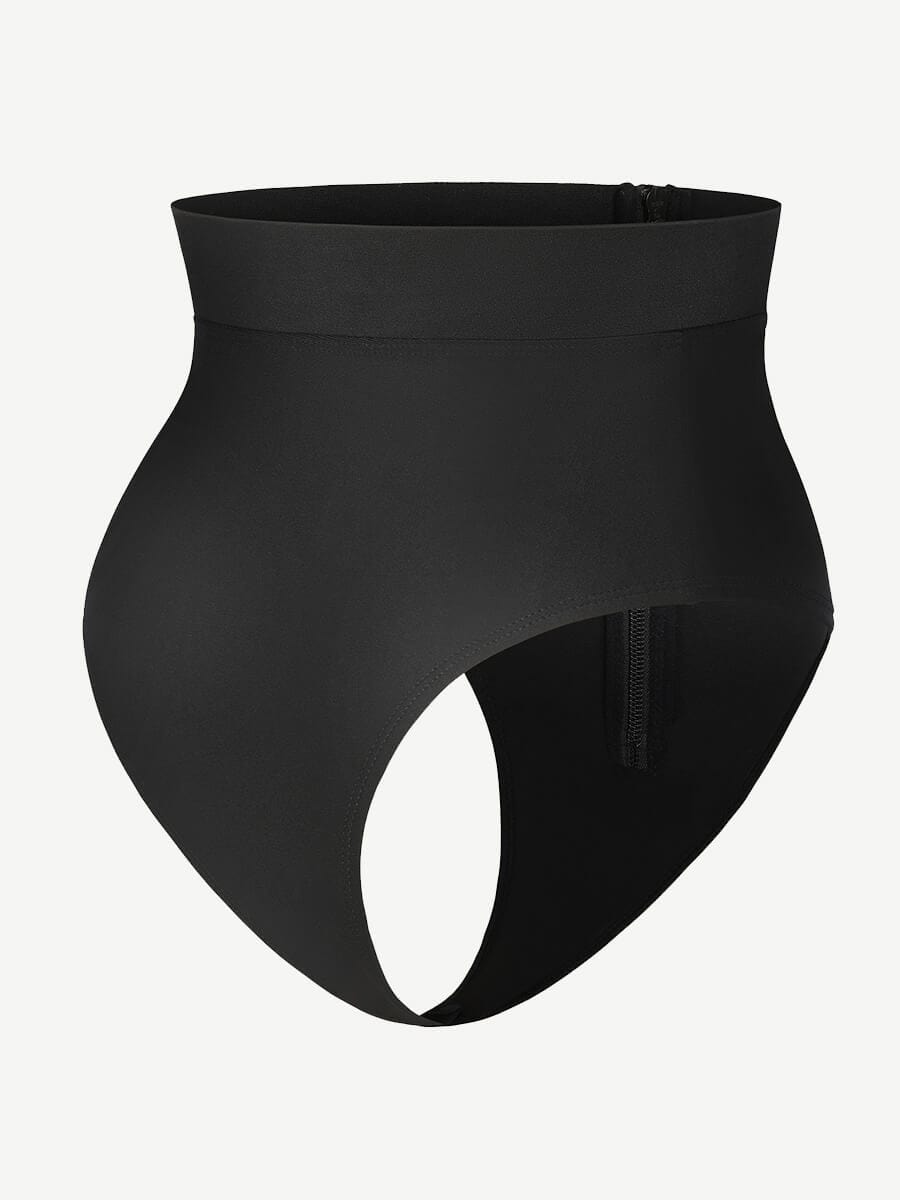 High-Waist Slimming Bikini Bottom with Waterproof Zip Line