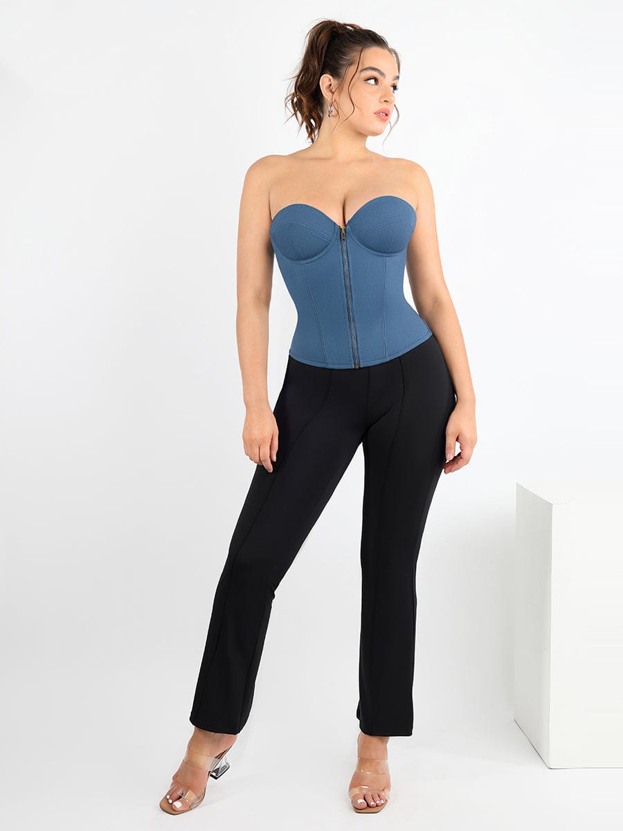 Denim-Style Waist Chincher with Adjustable Back Drawstring - Auxieswear