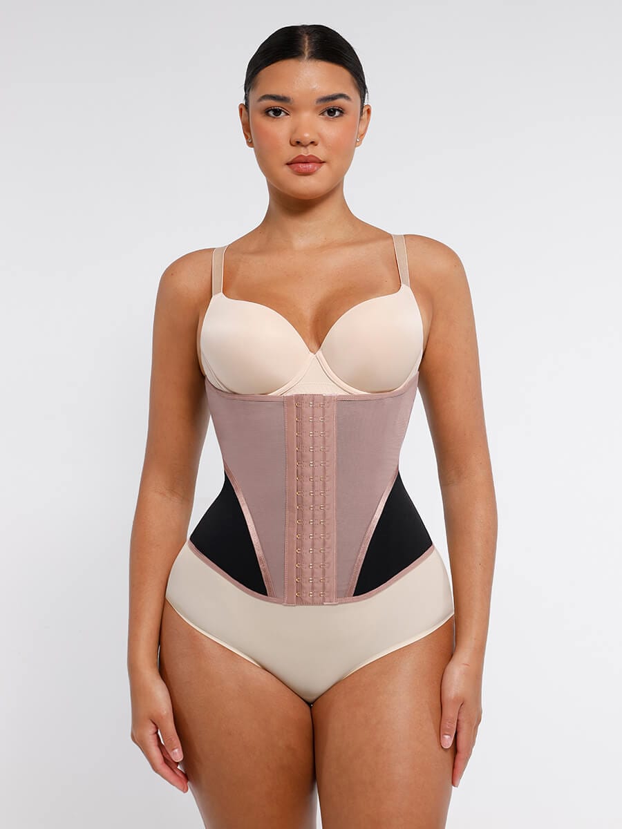 Breathable Mesh Waist Cincher with 9 Steel Bones