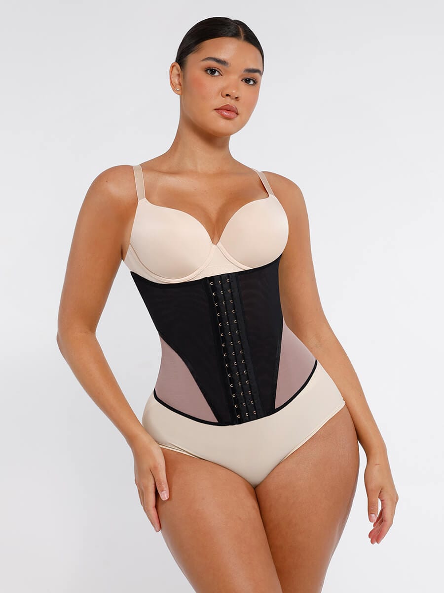 Breathable Mesh Waist Cincher with 9 Steel Bones - Auxieswear