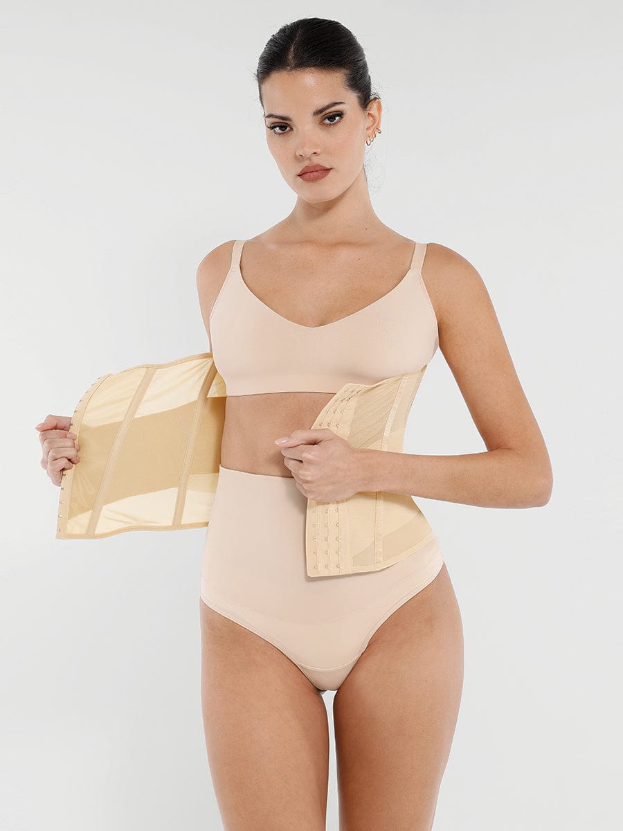 Breathable Mesh Waist Cincher with 7 Steel Bones - Auxieswear