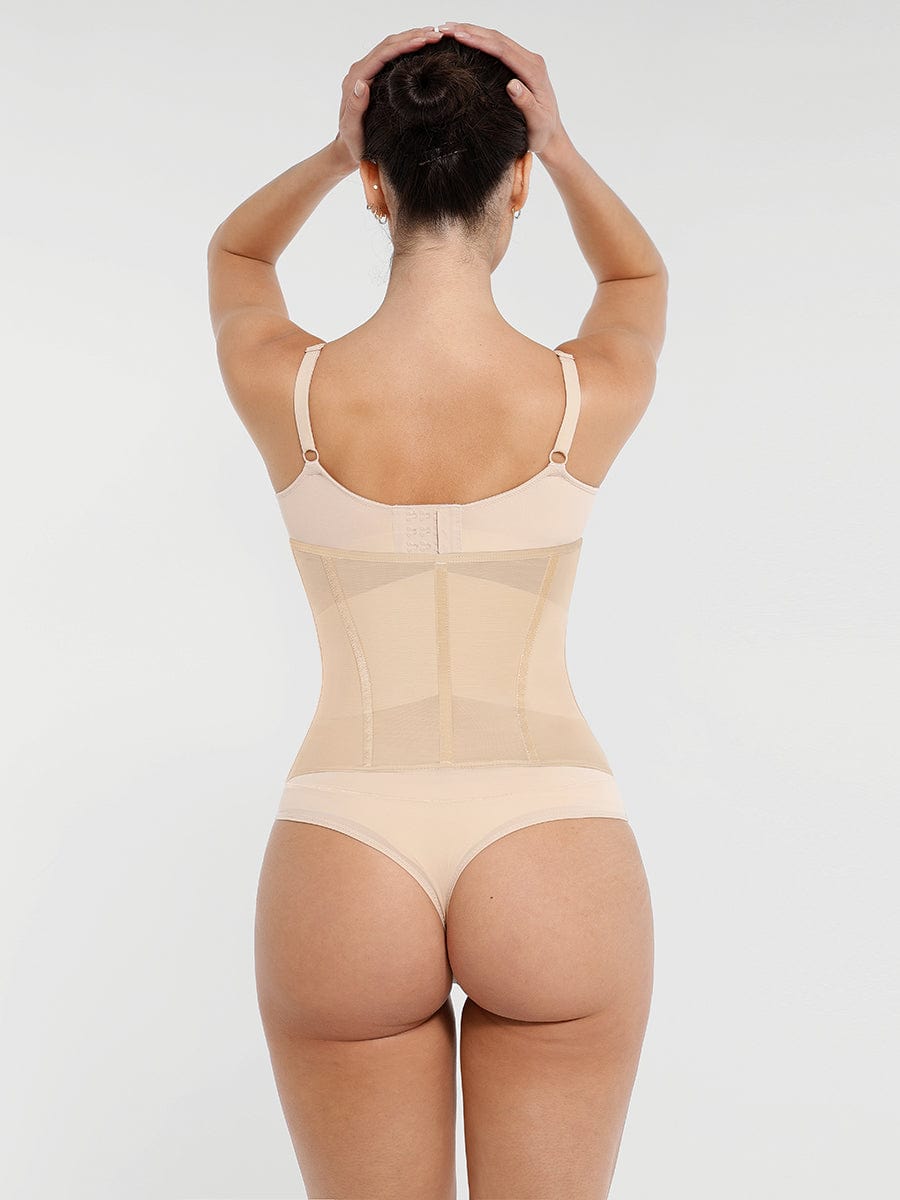 Breathable Mesh Waist Cincher with 7 Steel Bones - Auxieswear
