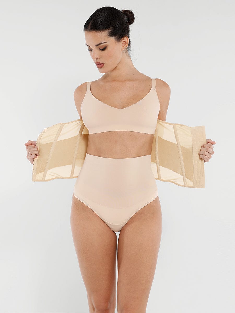 Breathable Mesh Waist Cincher with 7 Steel Bones - Auxieswear