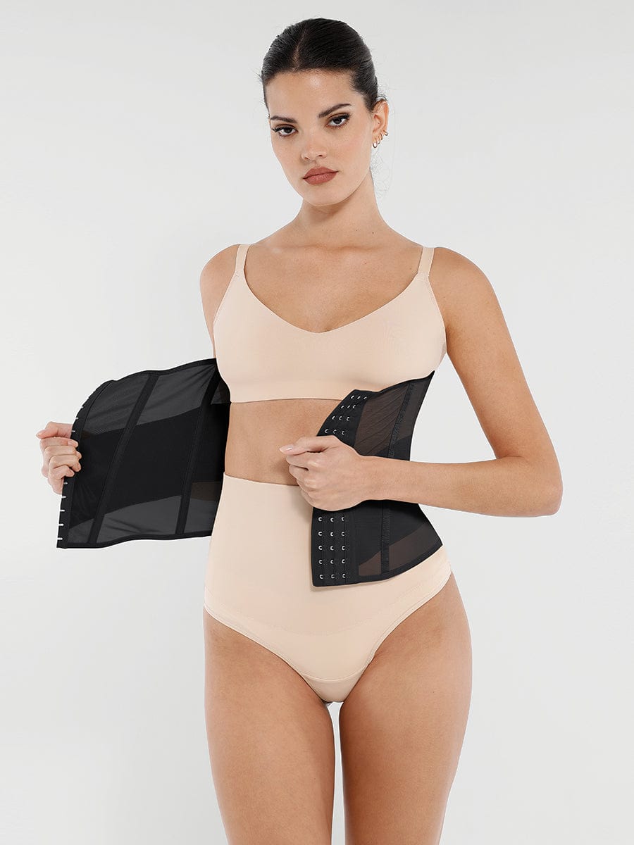 Breathable Mesh Waist Cincher with 7 Steel Bones - Auxieswear