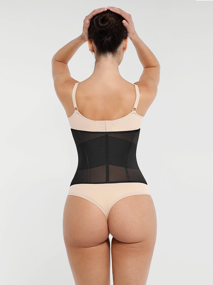 Breathable Mesh Waist Cincher with 7 Steel Bones - Auxieswear