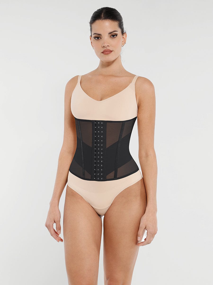 Breathable Mesh Waist Cincher with 7 Steel Bones - Auxieswear
