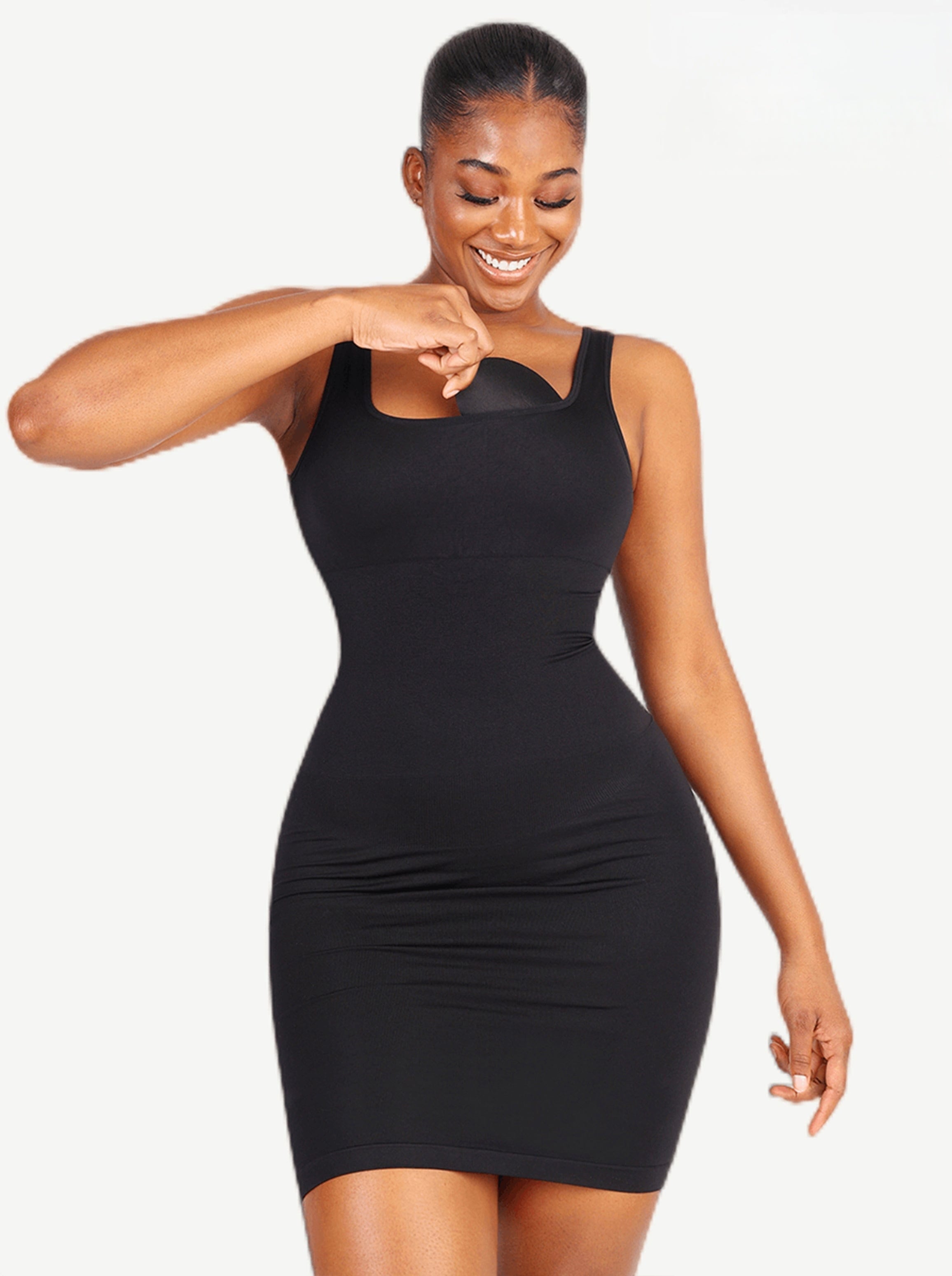 Square Neck Snatched Body Shaping Dress - Auxieswear