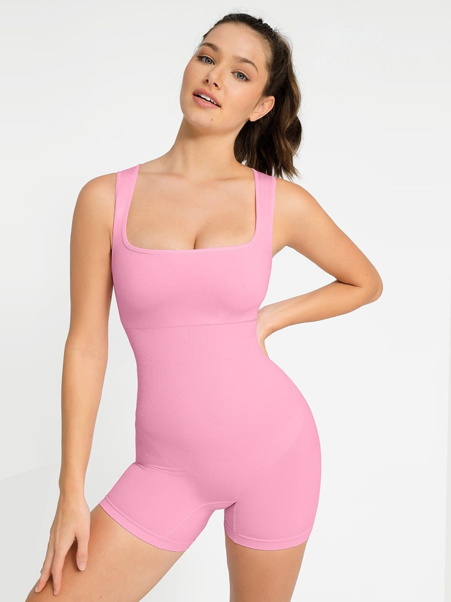 Square Neck Waist and Belly Shaping Jumpsuit