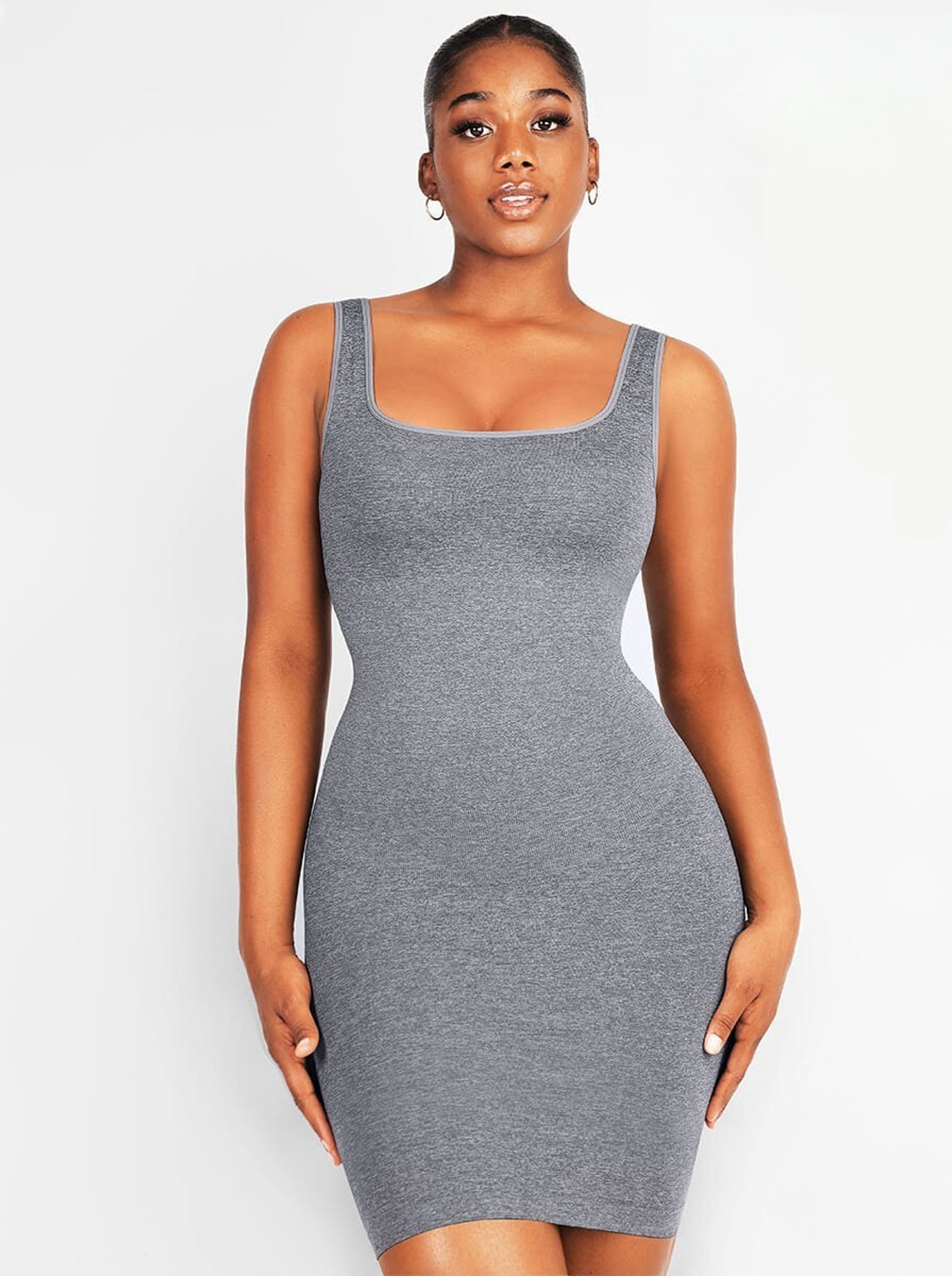 Square Neck Snatched Body Shaping Dress