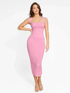 Waist Control Long Shaping Dress With Spaghetti Straps
