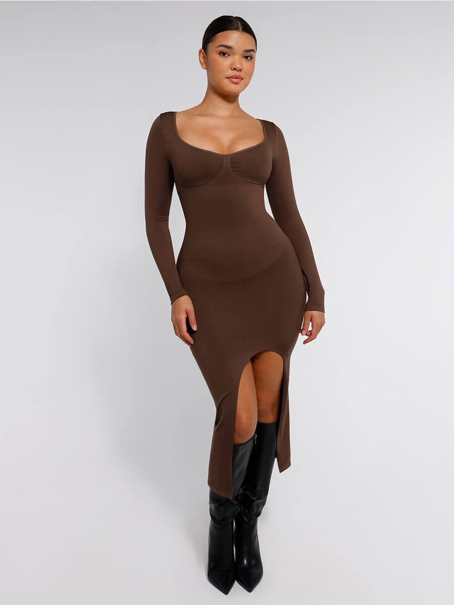 High Side Slit Bust & Tummy Shaping Dress - Auxieswear