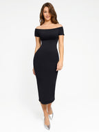 Off-Shoulder Fitted Mid-Length Formal Shaping Dress